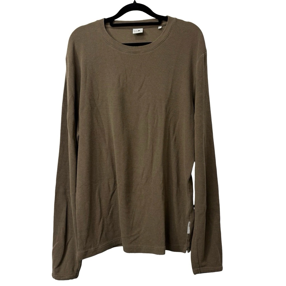 No Nationality Nn07 Clive Brown Green Waffle Knit Long Sleeve Crewneck Size XL